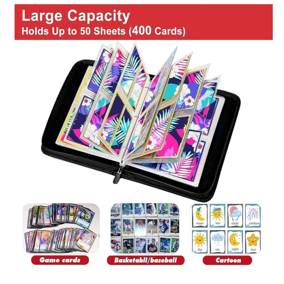 Card Binder with Sleeves 4 Pockets Card Binder Holder Compatible - Picture 2 of 6
